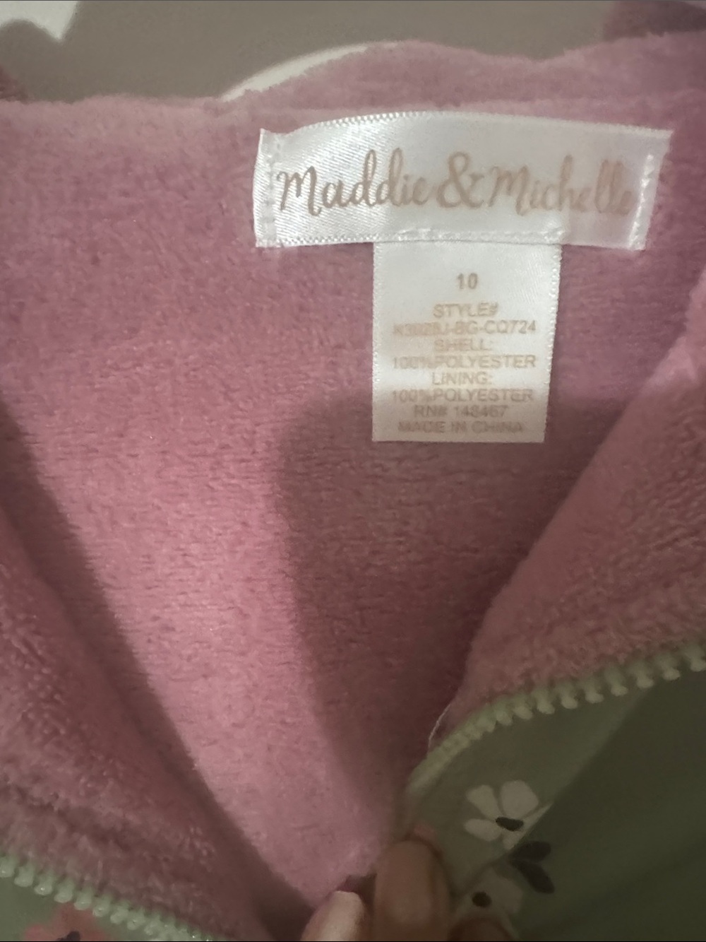 New- Back to school - Floral Hooded reversible Jacket - Green with Pink Lining - Picture 5 of 7